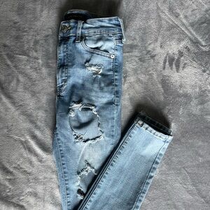 Super high rise straight leg ripped jeggings from Aeropostale